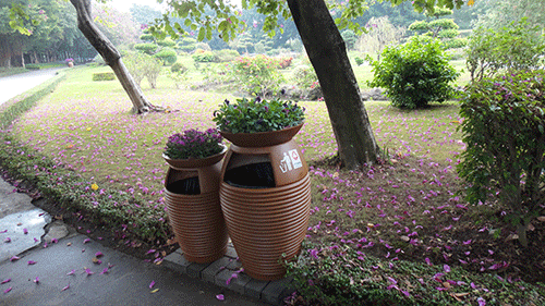  汕頭玻璃鋼花盆垃圾桶，點綴公園好環境。